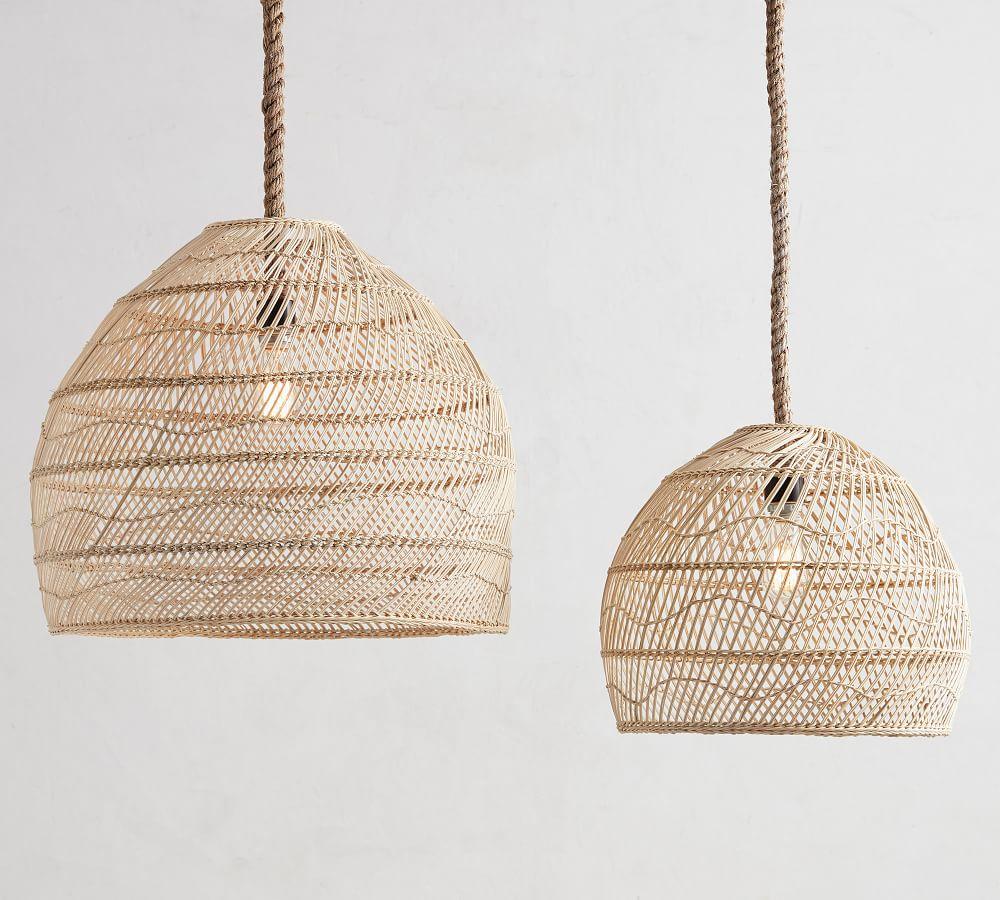 Pottery barn on sale rattan lamp